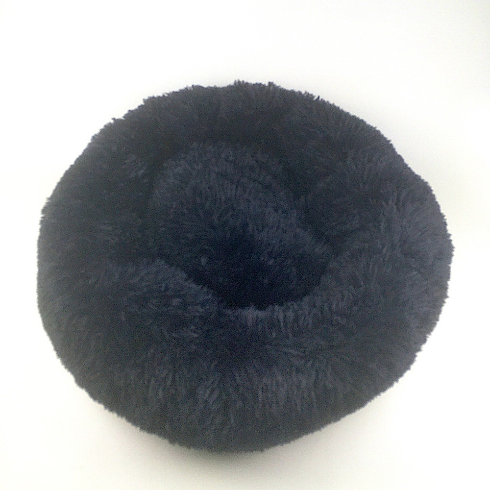 Fluffy & Happy Plush Pet Bed 23 inch Black New